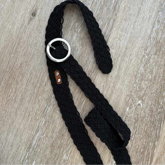 RALPH LAUREN Black Braided Belt with Silver Buckle - Picture 3 of 5